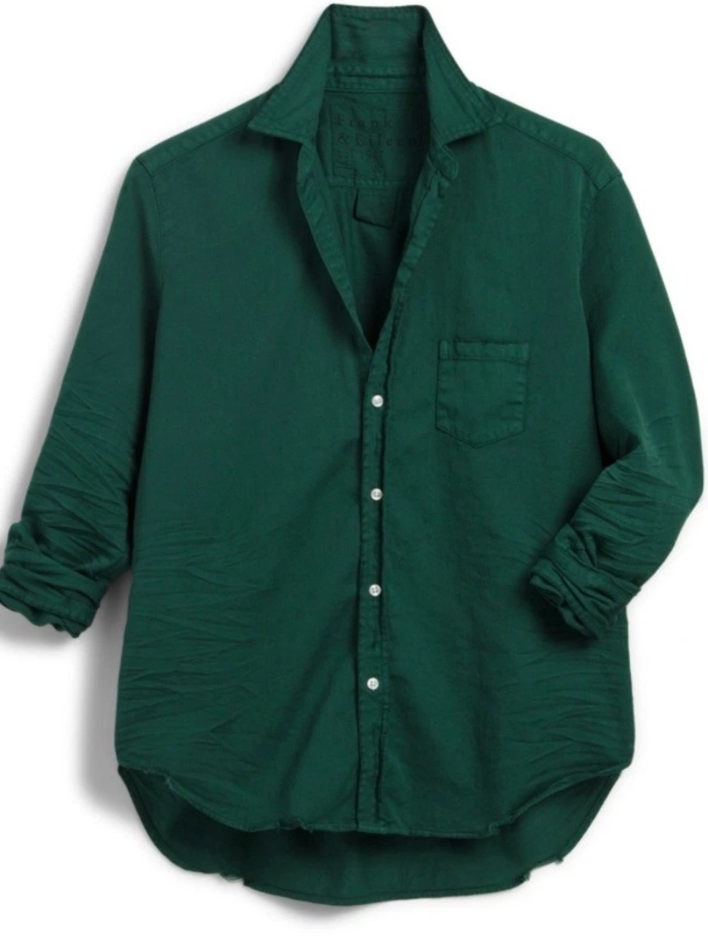 Frank & Eileen Eileen 100% Linen Shirt Size Large Dark Green